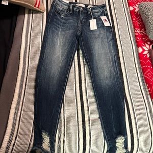 KanCan Signature Mid-Rise, Ankle Skinny, Slim Fit Dark Wash Jeans